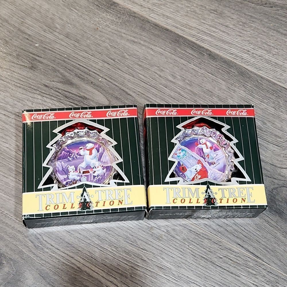 NIB Coca-Cola 1998 Trim A Tree Set of 2 Ornaments